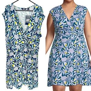 Lands' End Fit and Flare Fish Dress 2X Plus Size